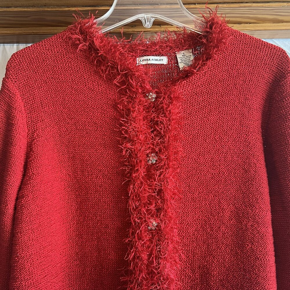 Women's Laura Ashley Cardigan Holiday jeweled button-up - Picture 3 of 5